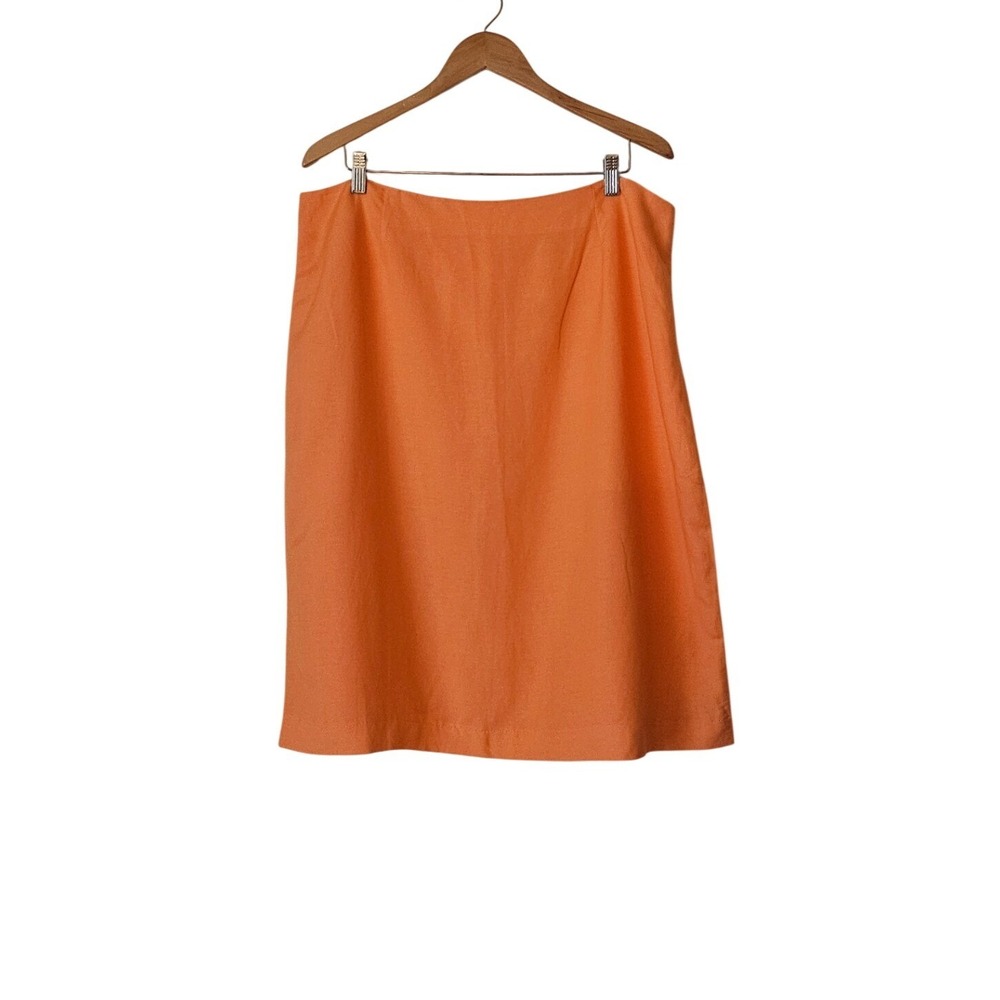 Linea Donna Linen Blend Pencil Skirt Orange 2X NWT Plus Size Bold Office Core